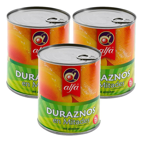 Alfa Duraznos En Mitades 820g X 3 Latas - g a $17