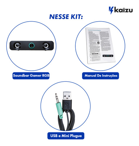 Caixa Caixinha De Som Soundbar P2 Potente Computador Pc Usb Subwoofer Kaizu