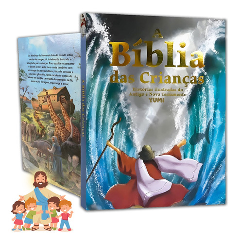 Livro A Bíblia Da Crianças Todas As Passagens Completo Histórias Ilustradas Antigo E Novo Testamento Cristã