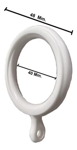 Imagen 3 de 8 de Argollas Plasticas Blancas 40mm Para Barral Cortina 25mm X20