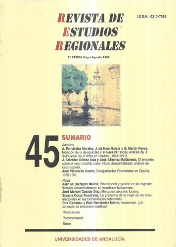 Revista De Estudios Regionales 45 / Universidades Andalucía