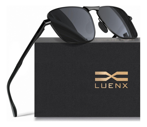 Luenx Hombres Rectangulares Gafas De Sol Polarizadas Retro