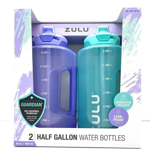 Zulu Botellas De Agua De Medio Galón Con Marcadores De Tiemp