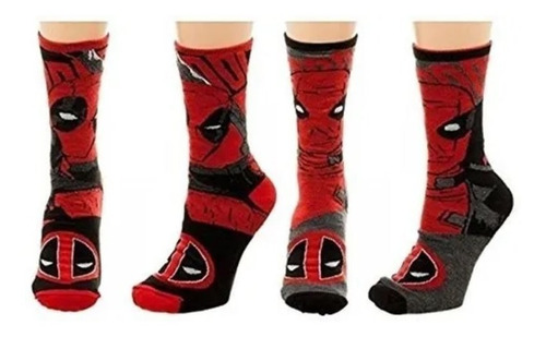 1 Par Meia Reversível Deadpool Da Bioworld Tamanho Adulto