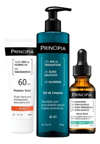 Kit Principia Rotina Pele Oleosa Gl-01 Mix-01 E Ps-01 - E.v | Frete grátis