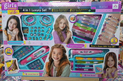 Kit Bijou 4 En 1 Pulseras X 2 + Trenzador + Aplicador Gemas