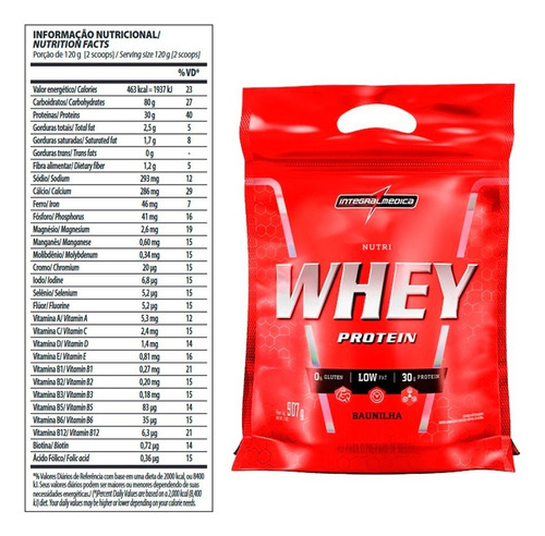 Combo 4x Nutri Whey Refil - 907g - Integral Medica Sabor Cookies
