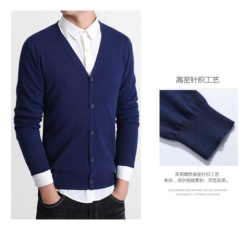 Suéter Tipo Cárdigan Con Botones Informal Para Hombre