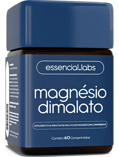 MAGNÉSIO DIMALATO - Fórmula 100% Pura com Máxima Concentração e Pureza - 60 Comprimidos