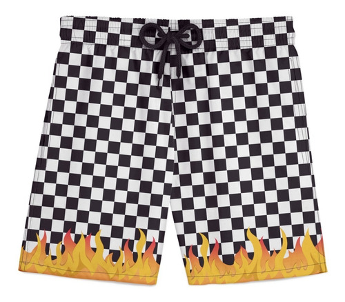 Bermuda Microfibra Xadrez Flames Lit Tumblr Hype Trap Outfit