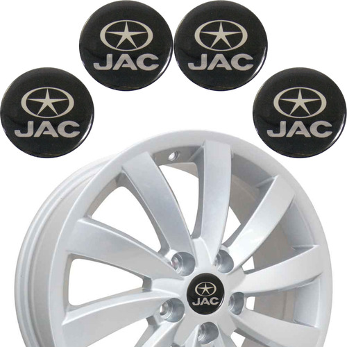 Adesivos Emblema Resinado Roda Jac 58mm Cl3 Cor Preto