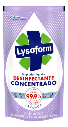 Limpiador Lysoform Desinfectante Concentrado Lavanda repuesto 420ml