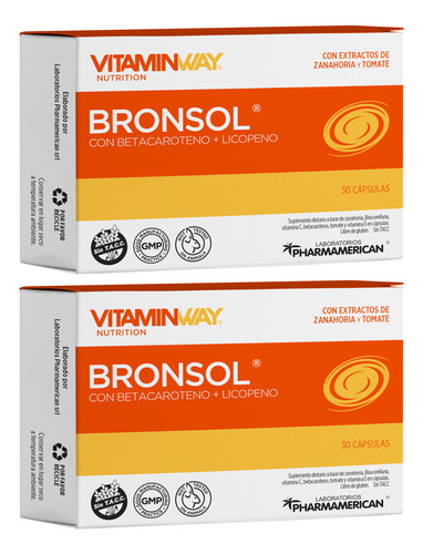 Vitamin Way Kit X2 Cajas Bronsol Suplemento Bronceado X30 3c