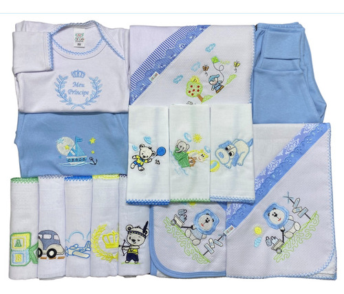 Kit Enxoval Primeiras Peças Roupa Bebê Toalha Fralda Cueiro