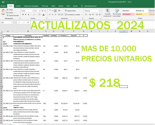 Análisis De Precios Unitarios, Matrices  Actualizados 2023 (Reacondicionado)