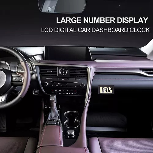 Mini Reloj De Coche Digital Autoadhesivo Con Soporte Lcd