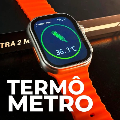 Smartwatch Watch 10 Ultra Plus Nfc À Prova D'água Ocean Laranja Ocean Preto Laranja
