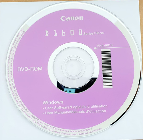 Dvd Disco Paquete De Instalación Controladores Canon D1620