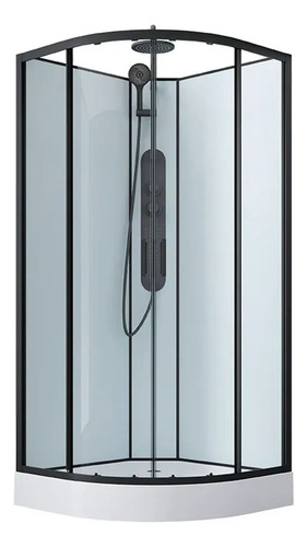 Shower Curvo 90x90 Con Hidromasaje Y Panel Negro