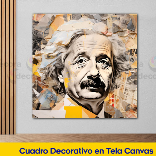 Cuadro Albert Einstein Abstracto Moderno Canvas 60x60 Gen15