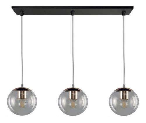 Colgante 3 Luces Globo Con Cobre Moderno E-27  Cuo