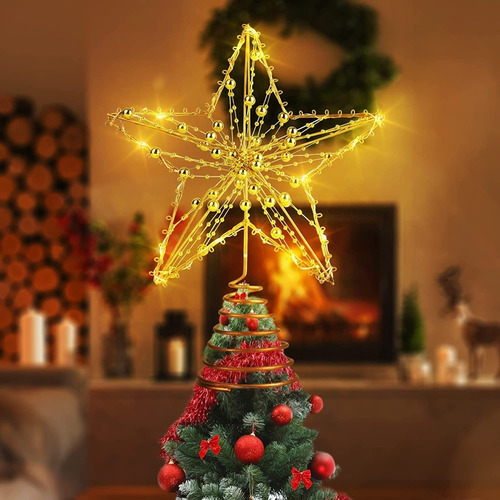 Decoración Para Árbol De Navidad, Estrella Led Pentagrama