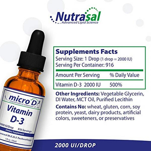 Nutrasal Micro D3 Gotas Vitamina D3 Alta Concentración 30 Ml