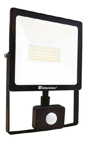 comprar Reflector Led 50w Luz Fria Sensor Movimiento Ip44 Interelec Color de la carcasa Negro