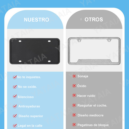 YATAIA Marco De Matrícula De Silicona Coche Universal Negro 1 Par, Juego De Silicona Para Matrícula De Coche, Para Portatarcos Delanteros Y Traseros A Prueba De Óxido, A Prueba De Sonajero, Negro