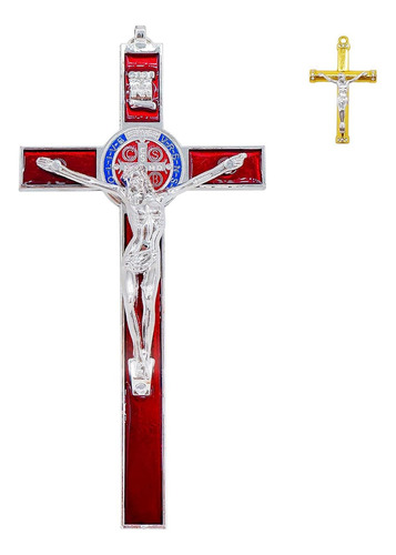 Cruz De Pared Con Crucifijo, Colgante De Jesús San Benito Y