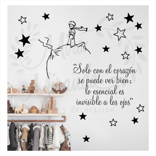 Vinilo Decorativo Infantil Frase El Principito Y Estrellas