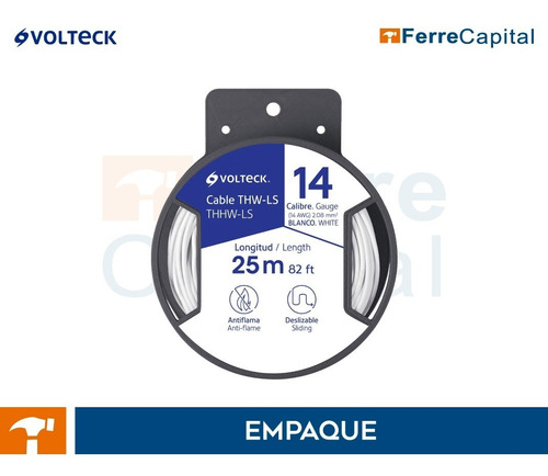 Carrete Con 10 M De Cable Thhw-ls 10 Awg Blanc Volteck 40143
