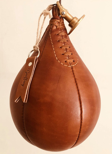 Bolsa Retro Boxeo Ajuste Laton Para Colgar Cuero Marron