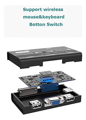 Conmutador Kvm Vga Mtviki 2 Puertos Usb Vga Conmutador Kvm 2