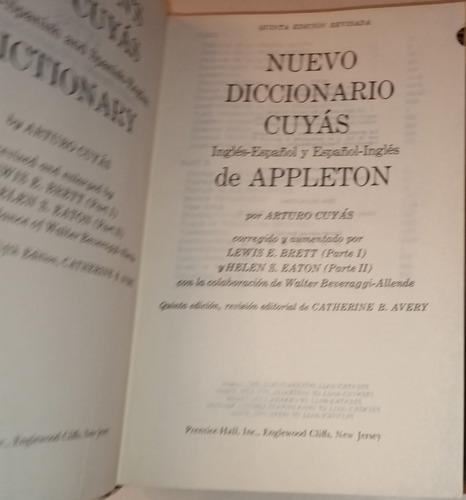 Appletons New Cuyas Dictionary- English Spanish 5ta Edición (Usado)