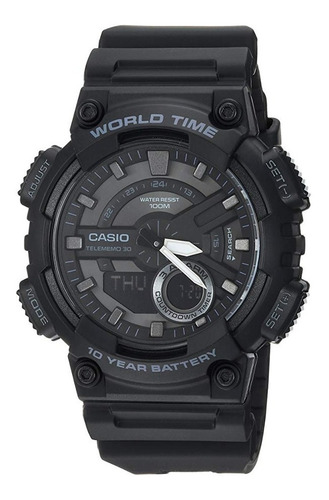 Reloj Casio Caballero Cronómetro Wr100m 3 Alarmas World Time