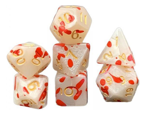 6 Juego De Dados Poliédricos De 7 Piezas, Rojo