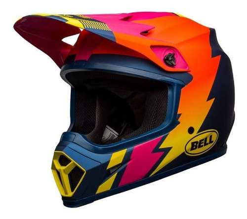 Capacete Cross Bell Mx-9 Mips Strike Azul Rosa Fosco