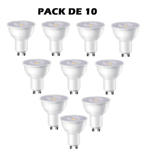 Pack De 10 Ampolletas Led Gu10 Dicroica 6w Sec