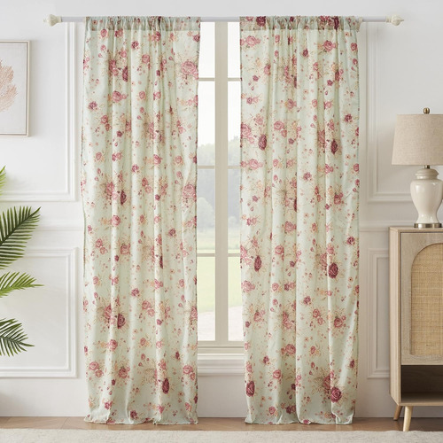Juego De 2 Paneles De Cortinas 100% Algodón Azul 107x213 Cm