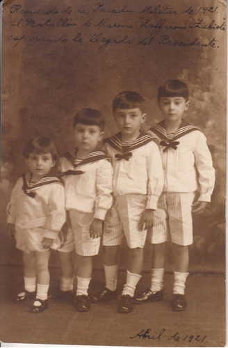 1921 Fotografia Postal Uruguay Niños Vestidos De Marineros