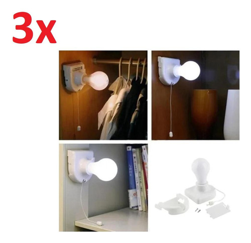 Kit 3 Luminaria Led Leitura Armario Closet Guarda Roupa