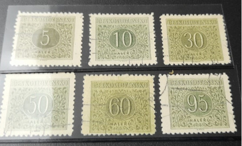 Sello Postal Checoslovaquia- 1954 Numeros ( 6 Sellos Verde )