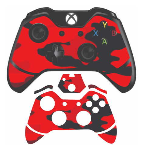 Skin Adhesivo Para Control Xbox One Camuflaje Rojo