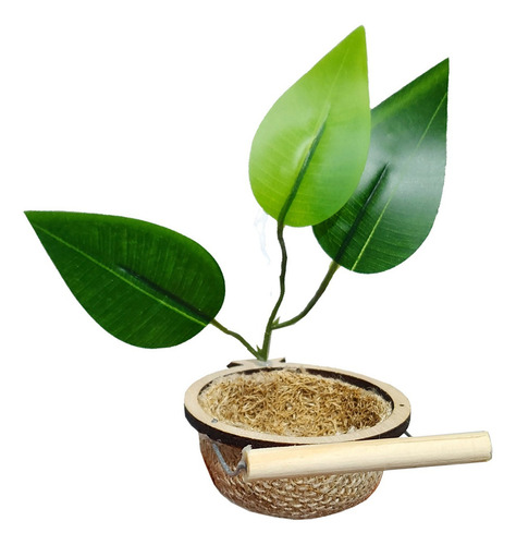 Kit C/ 2 Ninho Coleiro Bucha Com Poleiro E Folhas - Top