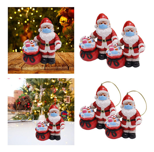 4 Piezas De Papá Noel Con Decoración De Adorno De Máscara