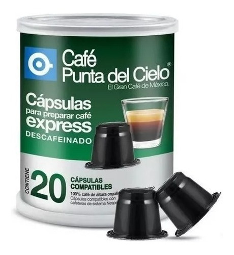 20 Cápsulas Para Nespresso Punta Del Cielo Descafeinado