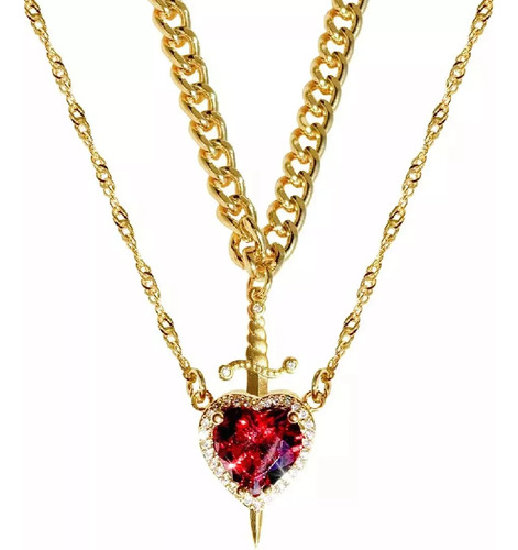 Collar Con Forma De Espada En Forma De Corazón Para Parejas