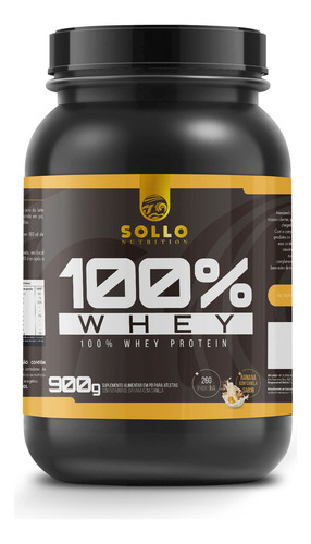 Whey Protein 100% 900g Sollo Nutrition - Sabores Sabor Banana com canela