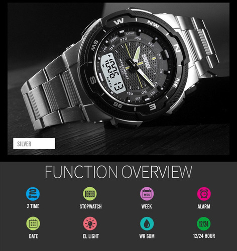 Reloj Deportivo Impermeable Para Hombres Con Doble Display /